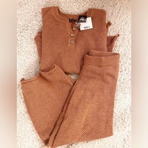 Waffle knit pant set